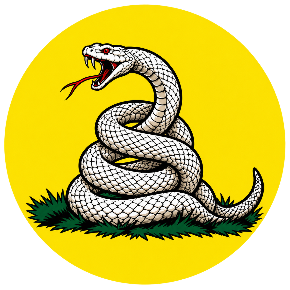 Don't Tread On Me White Snake 2 inch round sticker