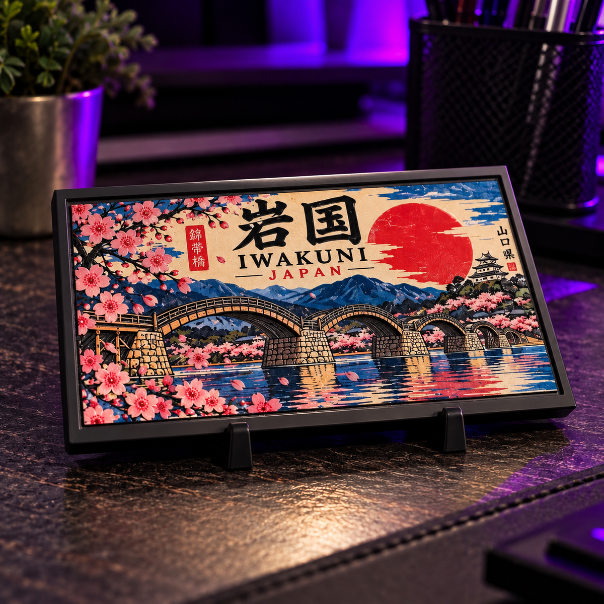 2 × 4 inch magnet — Iwakuni Kintai Bridge – Black