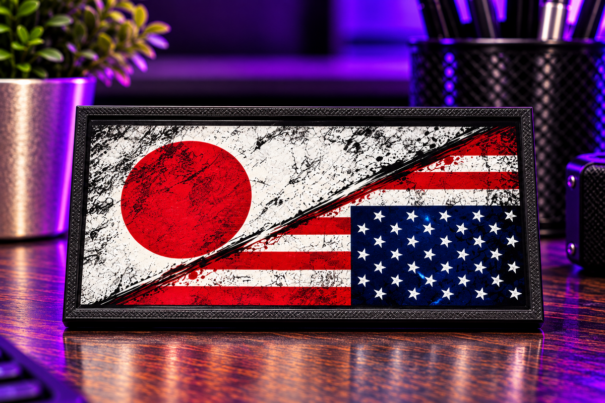 Japan × USA – Black 2 by 4 inch rectangle magnet
