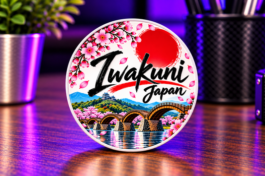 Iwakuni Cherry Blossoms – White 2 inch round magnet