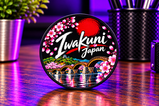 Iwakuni Cherry Blossoms – Black 2 inch round magnet
