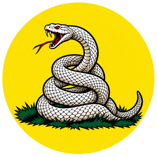 Don't Tread On Me White Snake 2 inch round sticker