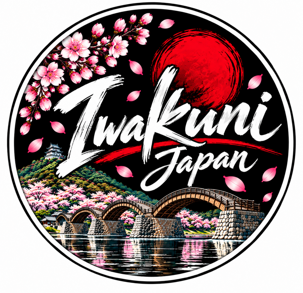 Iwakuni Cherry Blossoms 2 inch round sticker