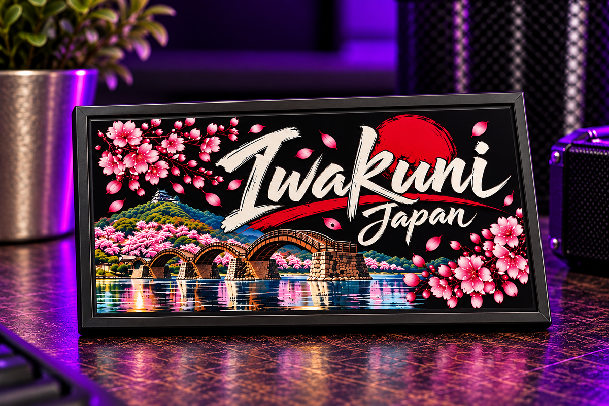 2 × 4 inch magnet — Iwakuni Cherry Blossoms – Black